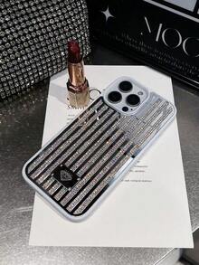 Sparkling Sequins Black Bling Rhinestone 1pc Multi-Color Full Rhinestone & Mirror Design 2-In-1 Black Phone Case Compatible With Iphone 16 Waterproof Shockproof Anti-Fall Scratch Resistant Fashion Phone Cases Birthday Gift Party Mom - Multicolor - View 35