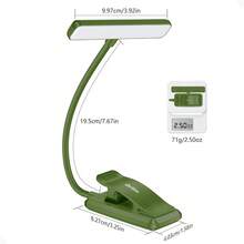 Local Delivery--19 LED Rechargeable Book Light For Reading In Bed With Memory Function- Eye Caring 3 Color Temperatures,Dimming Brightness,80 Hrs Runtime Lightweight Clip On Light For Book Lovers - 墨綠色 - 查看 8