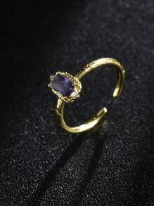 1 pieza Anillo de joyería de estilo vintage, de corte brillante de zirconia cúbica rectangluar de alta calidad y de lujo, con diseño único y minimalista, accesorio de regalo, piedra de nacimiento de diciembre