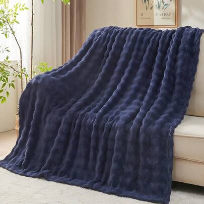 NEWCOSPLAY Throw Blanket Couch Dark Teal Soft Flannel Fleece 3D Bubble Lightweight Bed Blanket All Season Use (Dark Teal, Throw(50x60))