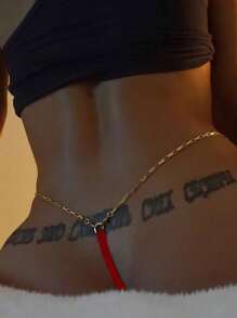 1 pezzo Catena da corpo in metallo regolabile e sexy, adatta per indossare alle feste con un perizoma