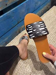Women's Casual Comfortable Flat Slide Sandals, Versatile For Daily Wear - Black - View 3