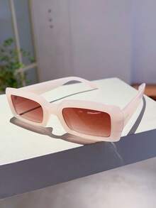 1 件装时尚简约个性化果冻色方形眼镜学院风适合返校季矩形眼镜