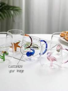 1pc Customized Glass Water Cup, You Can Customize Your Name, High-Quality Cup For Home Use/Cartoon Animal Cup/High Borosilicate Heat-Resistant Glass/Gift, Suitable For Giving To Friends/Family/Parents/Kids - Transparent - View 7