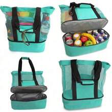 Nova Bolsa de Praia, Bolsa de Viagem e Piquenique ao Ar Livre, Bolsa de Praia Térmica e Preservante de Gelo, Bolsa de Praia de Tela Criativa Multifuncional com Bolsa de Gelo, Essencial para Viagens de Verão