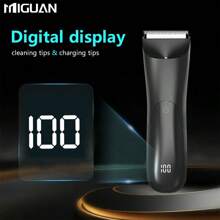Recortadora corporal para hombres, afeitadora eléctrica, recortadora eléctrica de ingle y pelo, afeitadora de cuchilla de cerámica para higiene masculina, recortadora de belleza corporal total con capacidad de batería de 500mAh