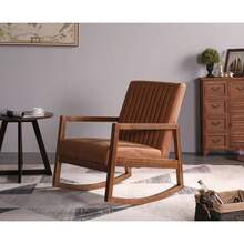 Chairus Rocking Chair For Living Room PU Leather Reading Armchair Upholstered Accent Relax Chair With Wood Legs - Brown - View 2