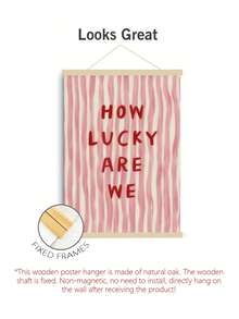 1幅无框“我们真幸运”励志语录海报，粉色极简条纹可爱正能量帆布墙画，防水帆布画，客厅、卧室、浴室、办公室、走廊、厨房装饰礼品画 - 彩色 - 查看 2