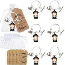 5 Stücke /10 Stücke 2025 Abschluss Schlüsselanhänger Set - Legierung, stilvolles Geschenk für Frauen mit Kappen- & Diplom-Charms, "GRADUATE" Inschrift, ideal für Rucksäcke, Autoaccessoires, Taschenanhänger, Schule