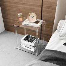 Transparenter Acryl Seiten-/Nachttisch, Kaffee- und Magazin-Aufbewahrungstisch, geeignet für Wohnzimmer, Schlafzimmer, Sofa Dekorationsbereich