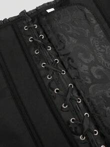 Top de corsé con cremallera en la cintura, estampado jacquard y hombros descubiertos, adecuado para fiestas de Año Nuevo, Día de San Valentín, vacaciones y disfraces de Halloween - Multicolor - Ver 7