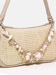 Bolso bandolera retro, bolso de hombro pequeño y elegante con solapa redonda para mujer, vintage - Albaricoque - Ver 5