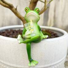 3 piezas de decorativos sapos de resina sentados en una maceta, adecuados para decorar balcones, jardines y macetas. Los diseños encantadores y estacionales lo hacen perfecto para bodas, Acción de Gracias, Pascua, Halloween, Navidad y celebraciones de Año Nuevo