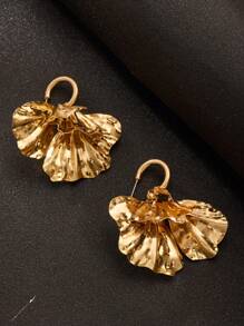 Boucles d'oreilles ZAA en feuille de ginkgo, boucles d'oreilles en forme d'éventail en feuille de ginkgo doré rétro, de tempérament de niche, polyvalentes, élégantes et raffinées en tant qu'accessoires d'oreille