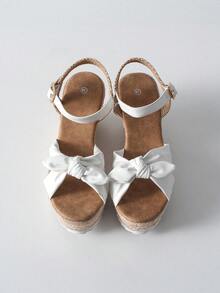 Tropiscape Sandálias Anabela Espadrille Femininas Brancas com Laço no Tornozelo - Presentes para o Dia dos Namorados, Praia, Outono e Inverno - Estilo Cottagecore, Look de Verão - Branco - Ver 8