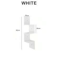 3/5 Tier Floating Wall Shelves Corner Shelf Storage Wood Home Display Bookcase Unit Wooden Wall Mounted Shelves Decor For Bedroom, Study, Living Room - White - View 2