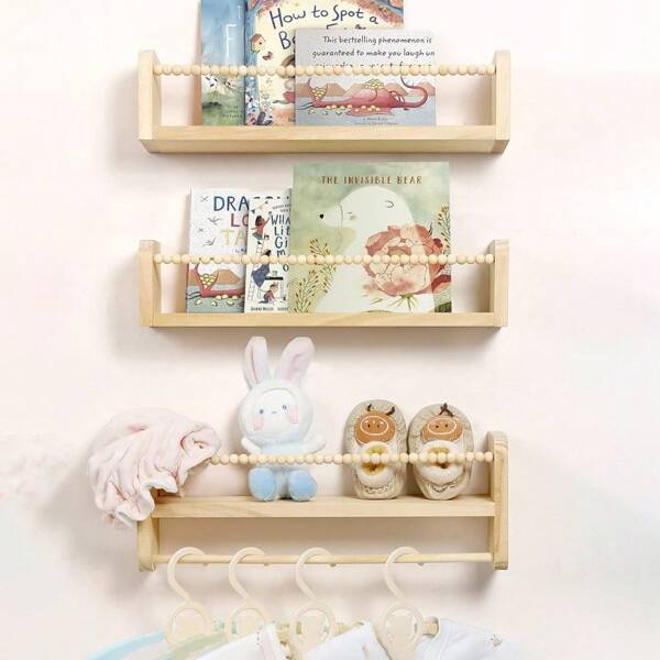 1/3 peças de prateleiras flutuantes para berçário, prateleira de armazenamento de parede com design minimalista, estante de parede para estudantes, estante infantil, suporte para livros ilustrados, estante para livros de jardim de infância