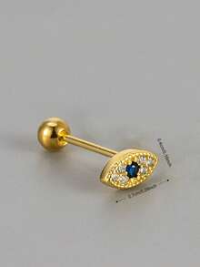 1pc Fashion Devil's Eye Rhinestone Ear Cartilage Daith Earring Jewelry For Women - Yellow Gold - View 3
