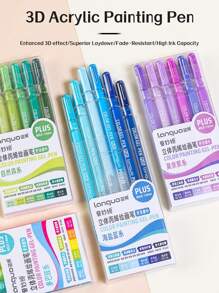 6 Colors Languo Feutre Acrylique Paint Markers Pens Stationery Acrylic Gel Pen 1.0mm For Rock Ceramic Glass Wood Drawing Writing Art Supplies Back To School