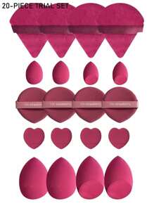 50/40/30/20/10/5pcs Makeup Kit, Including: 10 Pieces Of Liquid Makeup Sponge+10 Pieces Of Mini Liquid Makeup Sponge+10 Pieces Of Triangular Powder Puff For Loose Powder And Makeup Set+10 Pieces Of Air Cushion Powder Puff For Facial Makeup+10 Pieces Of Mini Air Cushion Powder Puff For Facial Concealer Makeup Cream And Foundation Cream Mixed Beauty Sponge