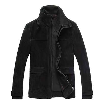 Spring/Fall  Winter    Regular Fit    Mens Coat  Classic  Leather Jacket  Suede  Removable Collar  Warm