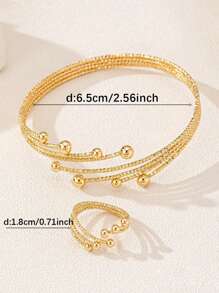 Conjunto de 2 peças de pulseiras da moda, anel aberto, pulseira feminina com céu estrelado, vários círculos, joias, pulseiras da moda simples, anel