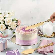 2PCS Vintage Rose Style Cake Cutting Set Pie Cake Serving Kit Pastry Pie Server Cake Pizza Cutter For Wedding Birthday Party Anniversary Celebrations - Gold-Rose - View 8