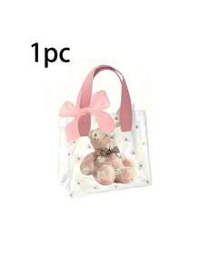 1 pieza, Bolsas de tote transparentes con estampado de margaritas Mini, Bolsas de regalo de PVC, Bolsas de tote con patrón de margaritas lindas, Bolsas de embalaje de regalo, Apropiado para regalos de boda, promociones, pequeños negocios, bolsas de compras, bolsas de fiesta, bolsas de regalo de fiesta de cumpleaños de boda, bolsas de embalaje de alimentos