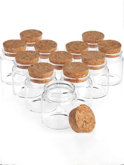 2个/1个/1.7盎司小玻璃罐，配软木塞盖，50毫升迷你瓶，适合存放DIY工艺品、派对礼品、沙子、糖果等。密封性能好，精致小巧，可重复灌装。