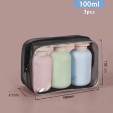 Conjunto de 3 frascos de xampu de viagem de plástico, frascos transparentes azuis para xampu, loção e bomba de espuma