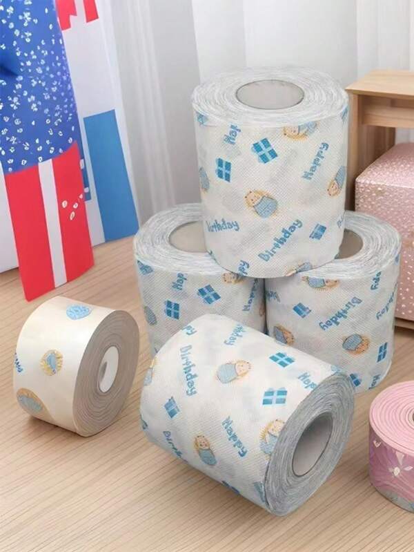 Happy Birthday Print Tissue Rolls, Creative Print Party Napkins And Toilet Paper