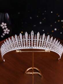1 pièce Bandeau de mariée de luxe avec design de couronne de strass pour mariage, fête, diadème royal