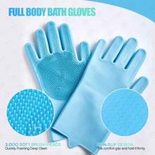 Set de 4 piezas para aseo de mascotas - Cepillo suave para desenredar y guantes de masaje, adecuado para mascotas de pelo corto y largo, herramientas de baño y desenredado (3 * azul + verde) - Azul - Ver 7