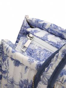 1pc Floral Quilted Mommy Bag, Handbag Shoulder Bag Tote Bag For Travel And Outdoor, Suitable For Mother & Baby