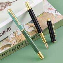 11pcs 0.5mm Pointed Calligraphy Fountain Pen Set, 1pc Pen With 10pcs Ink Refill Cartridges, Elegant Gift Set For Office, School, Birthday (Pen Only, No Box) School Supplies,Back To School