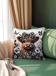 1pc Yorkshire Dog Pattern Theme Pillow Cover, Yorkshire Pet Dog Pattern Pillow Cover, Suitable For Sofas, Chairs, Beds, Cars, Living Rooms, Offices, Modern Style, Polyester Fiber, Zipper, Home Decoration Pillowcase, 18 * 18 Inches