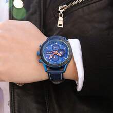 1 قطعة ساعة خشبية مخصصة للرجال، ساعة خشبية مخصصة للحبيب، الخطيب، الزوج، عيد الميلاد، الذكرى السنوية - أزرق داكن - مشاهدة 6