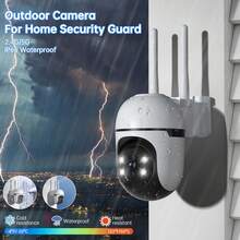 '2025 Wireless PTZ SecurityCamera Outdoor, 360°AutoTracking, 3MP Color NightVision,IP66 Waterproof2.4G Dual Band WiFiHuman/Pet Detection, SD/Cloud Storage,Alexa &Smart Home Compatible