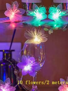LED Fiber Optic Flower String Lights, Artificial Flower Wreath With Lights Hanging Fake Fiber Optic Flower Garland Decor For Valentine's Day, Garden, Wedding, Party, Birthday, Bedroom, Wall Decor