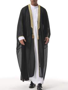 阿拉伯皇室男士（M-XL）及儿童（100厘米-160厘米）透明雪纺刺绣串珠奢华罩衫