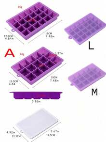 1个圣诞紫色硅胶15格或24格带盖冰盒，适用于家用方形冰盒 - 紫色 - 查看 2
