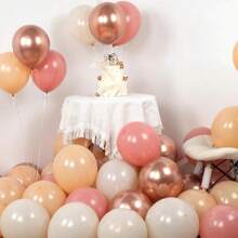 Retro Blush Pink Balloons, 60 Packs 10 Inch Dusty Pink Metallic Chrome Rose Gold White Sand Nude Balloons For Bridal Baby Shower Girls Boho Birthday Wedding Decorations Supplies