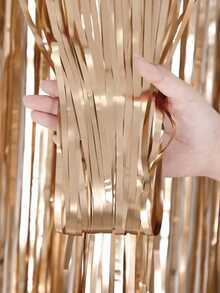 1/2/4pcs Gold Metallic Rain Curtain Backdrop Decoration, Birthday Party Background Hanging Curtain, Birthday Hanging Rain Curtain Decor, Suitable For Birthday Party, Wedding, Festival, Theme Party Background, Photo Prop, Room Wall Decor, Home Decor