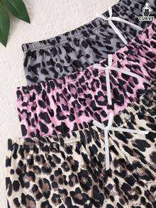 Bộ 3 quần short dệt kim họa tiết da báo cỡ lớn cho nữ mặc ở nhà - Nhiều màu - Xem 4