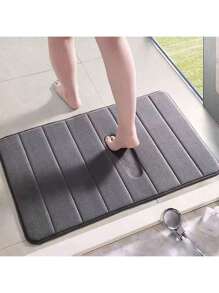 1pc Solid Color Simple Soft Memory Foam Sponge Absorbent & Non-Slip Bathroom Mat, Toilet Mat