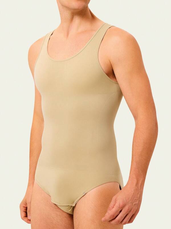 Malla corporal para hombre con cuello redondo, tirantes anchos y diseño de entrepierna abierta, cómoda para el uso diario
