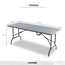 Mesa plegable blanca de 180 cm compacta muebles comedor eventos salon multifuncional resistente superficie duradera fácil transportar y almacenar equipada para reuniones - Blanco - Ver 3