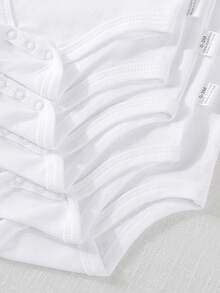 5pcs/Set Newborn Baby Cotton Soft Comfortable Sleeveless Bodysuit Set, Great For Home & Outdoor Use - White - View 7