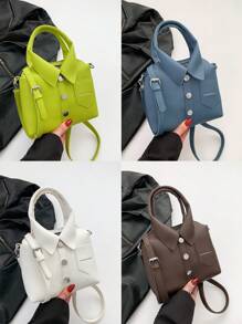 1 pieza, (19,6 cm * 17 cm * 6,1 cm) Bolso de mano de mujer de moda, bolso de hombro, bandolera, bolso de mano, bolso tipo tote, bolso mini de forma asimétrica, material de PU resistente a arañazos y al desgaste, adecuado para compras, citas, fiestas, viajes, correa de hombro ajustable, elegante bolso de mujer casual