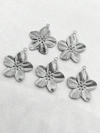 1 件/2 件/5 件时尚花卉装饰吊坠，18K 镀金不锈钢项链配件，DIY 珠宝